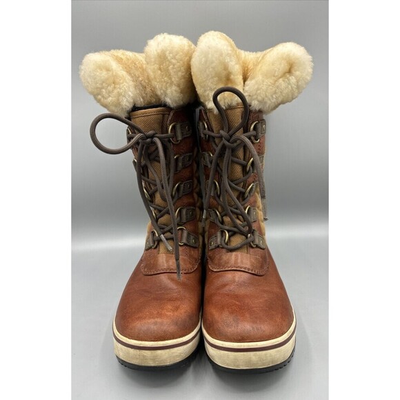 UGG Brynn Brown Leather Lined Boots Lace Up Winter Snow Womens 6 - Picture 3 of 10